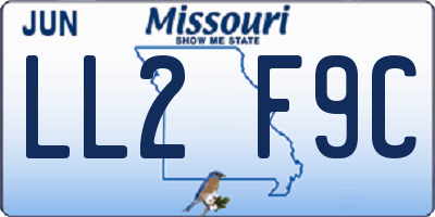 MO license plate LL2F9C