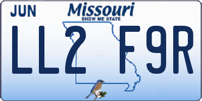 MO license plate LL2F9R