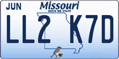 MO license plate LL2K7D