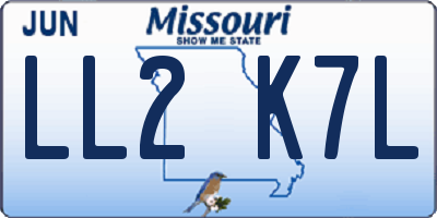 MO license plate LL2K7L