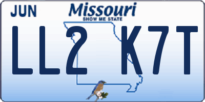 MO license plate LL2K7T
