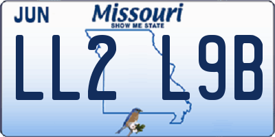 MO license plate LL2L9B