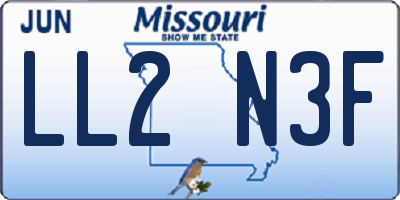 MO license plate LL2N3F