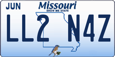 MO license plate LL2N4Z