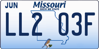 MO license plate LL2O3F