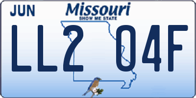 MO license plate LL2O4F