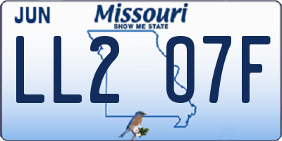 MO license plate LL2O7F