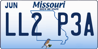 MO license plate LL2P3A