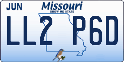 MO license plate LL2P6D