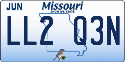 MO license plate LL2Q3N
