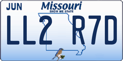 MO license plate LL2R7D