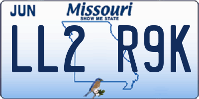 MO license plate LL2R9K