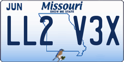 MO license plate LL2V3X