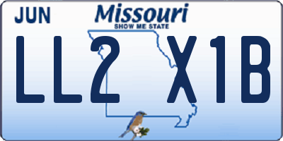 MO license plate LL2X1B