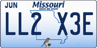 MO license plate LL2X3E