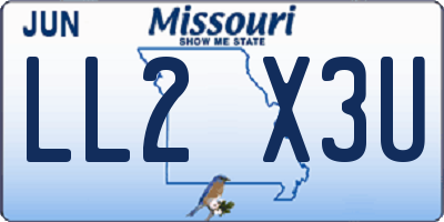 MO license plate LL2X3U