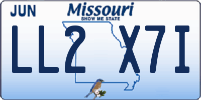 MO license plate LL2X7I