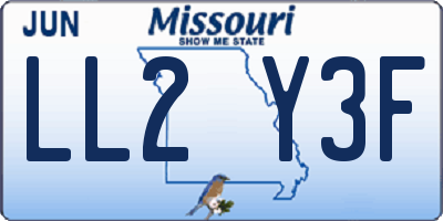 MO license plate LL2Y3F