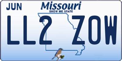 MO license plate LL2Z0W