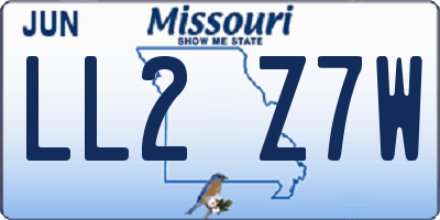 MO license plate LL2Z7W