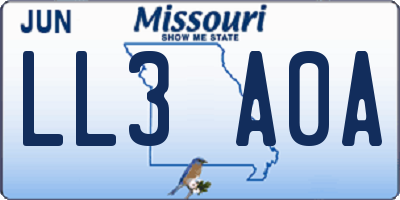 MO license plate LL3A0A