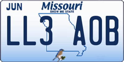 MO license plate LL3A0B