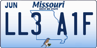 MO license plate LL3A1F