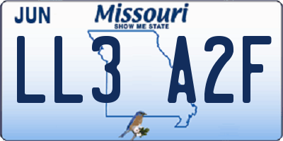 MO license plate LL3A2F