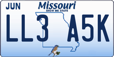 MO license plate LL3A5K