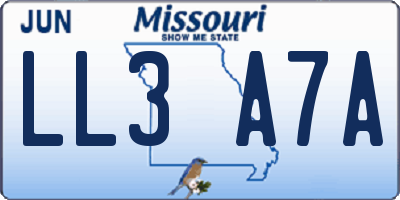 MO license plate LL3A7A