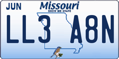 MO license plate LL3A8N