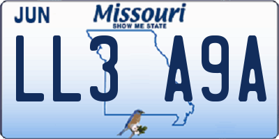 MO license plate LL3A9A
