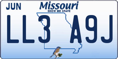 MO license plate LL3A9J