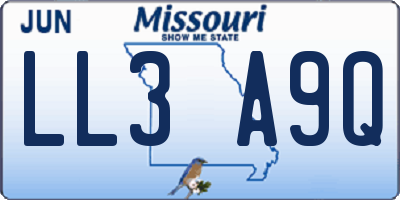 MO license plate LL3A9Q