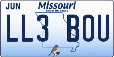 MO license plate LL3B0U