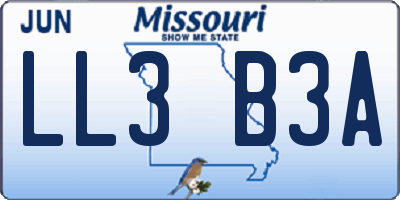 MO license plate LL3B3A