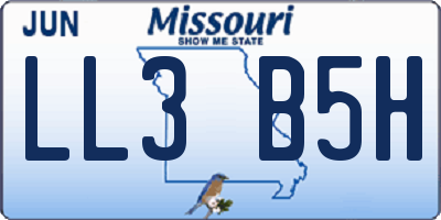 MO license plate LL3B5H