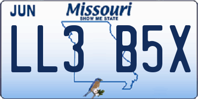 MO license plate LL3B5X