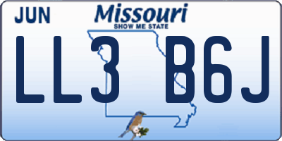 MO license plate LL3B6J