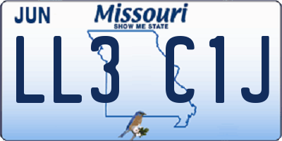 MO license plate LL3C1J