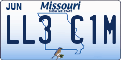 MO license plate LL3C1M