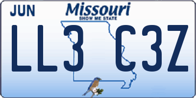 MO license plate LL3C3Z