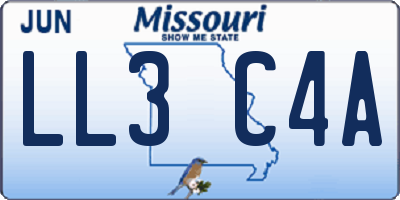 MO license plate LL3C4A