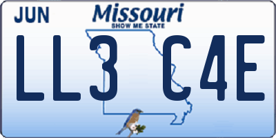 MO license plate LL3C4E