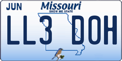 MO license plate LL3D0H