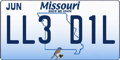MO license plate LL3D1L