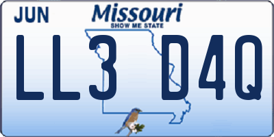 MO license plate LL3D4Q