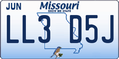 MO license plate LL3D5J