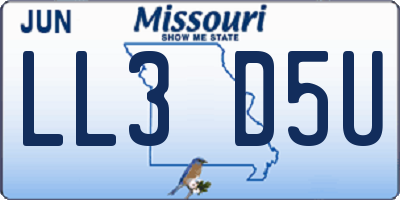 MO license plate LL3D5U