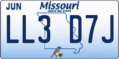 MO license plate LL3D7J